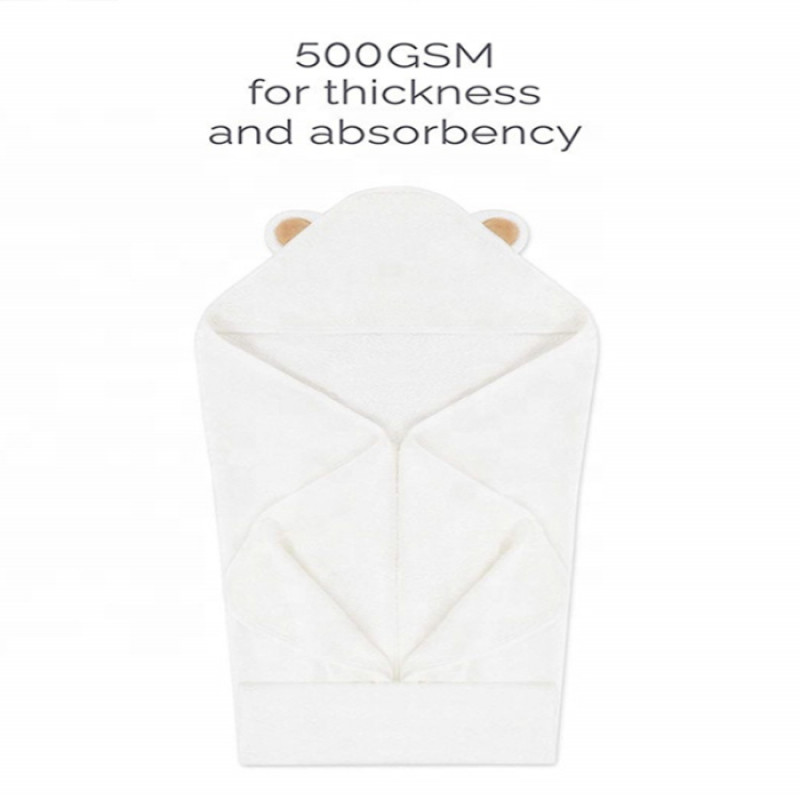 Newborn up to 5years 500 GSM Plush Soft Baby Hooded Towel Bamboo Hypoallergenic 35 x 35 Inch for Sensitive Skin White